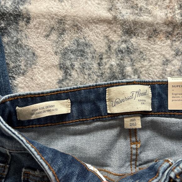 Universal Thread Super Stretch High Rise Skinny Jeans Ripped Distressed Women 00 - Picture 5 of 9